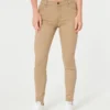 Hoch geschnittene, superenge Hose in Khaki