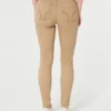 Hoch geschnittene, superenge Hose in Khaki