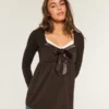 Holiday Vault Release Easy Satin Tie-Front Knit Babydoll Top