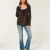Holiday Vault Release Easy Satin Tie-Front Knit Babydoll Top