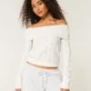 Hollister Bequemer Cloud Stitchy Off-Shoulder-Pullover
