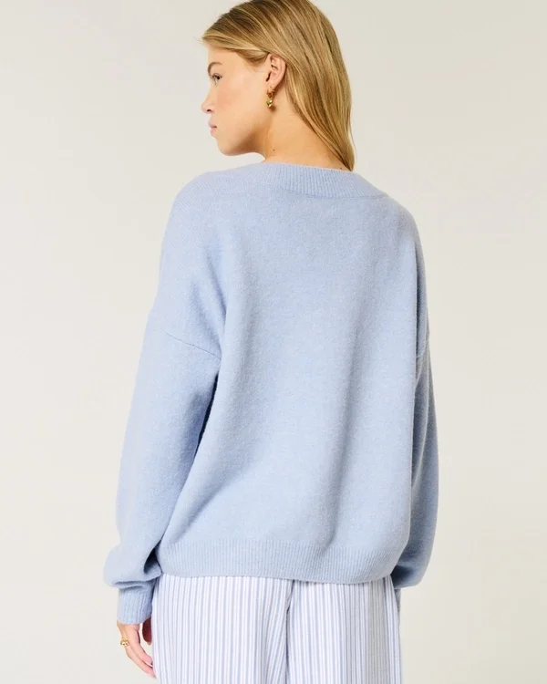 Hollister Comfy Cloud Oversized-Pullover mit V-Ausschnitt