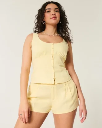 Hollister Livvy Shorts aus Leinenmischung mit niedriger Leibhöhe