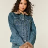 Jeansjacke mit Kunstfellbesatz