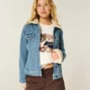Jeansjacke mit Kunstfellbesatz
