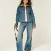 Jeansjacke mit Kunstfellbesatz