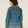Jeansjacke mit Kunstfellbesatz