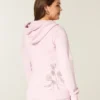 Kapuzenjacke mit Reißverschluss und Rosengrafik Kapuzenjacke mit Reißverschluss und Rosengrafik