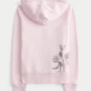 Kapuzenjacke mit Reißverschluss und Rosengrafik Kapuzenjacke mit Reißverschluss und Rosengrafik