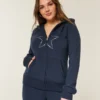 Kapuzenjacke mit Stern-Grafik und Reißverschluss
