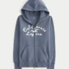 Kapuzenjacke mit Waffelfutter und Reißverschluss Logo-Grafik-Kapuzenjacke