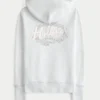 Kapuzenjacke mit Waffelfutter und Reißverschluss Logo-Grafik-Kapuzenjacke
