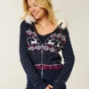 Kapuzenpullover mit Kunstfellbesatz und Fair-Isle-Muster