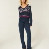 Kapuzenpullover mit Kunstfellbesatz und Fair-Isle-Muster