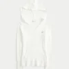 Kapuzenpullover mit Kunstfellbesatz und Zopfmuster