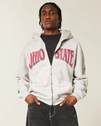 Kastenförmig Ohio State University Buckeyes Grafik-Kapuzenjacke mit Reißverschluss
