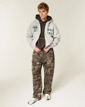 Kastenförmiger Hoodie mit Reißverschluss und Grafik der Michigan State University Spartans