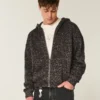 Kastenförmiger Hoodie mit Reißverschluss und Leopardenmuster