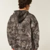 Kastenförmiger, thermofutterter Camouflage-Hoodie mit Reißverschluss