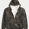 Kastenförmiger, thermofutterter Camouflage-Hoodie mit Reißverschluss
