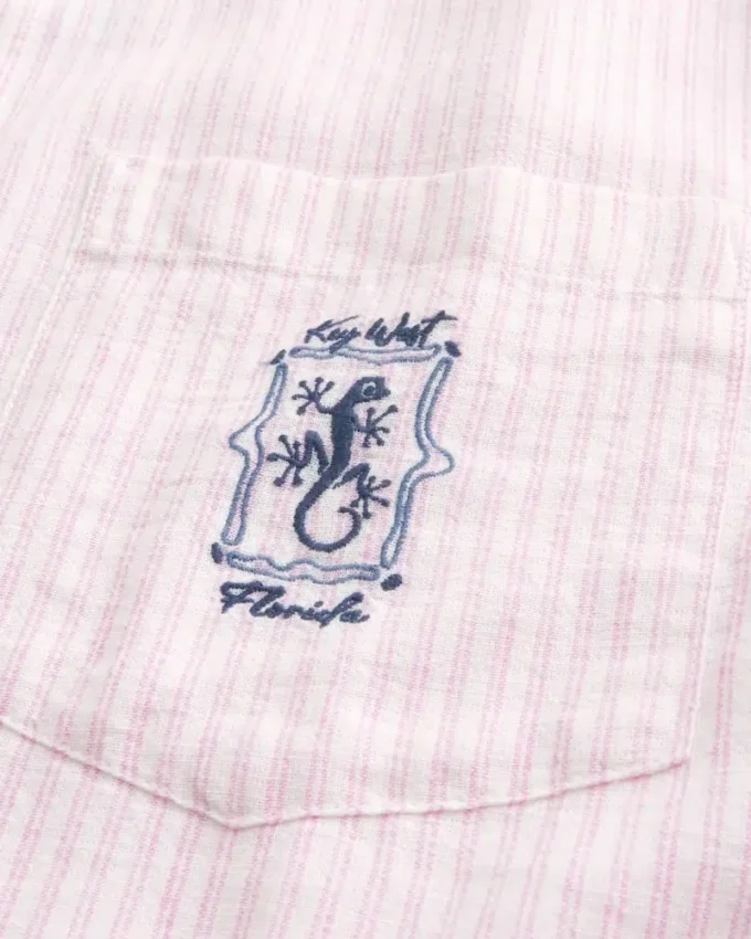 Kastenförmiges Kurzarm-Shirt aus Leinenmischung mit Key West-Grafik