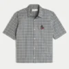 Kastig geschnittenes Kurzarm-Shirt mit Kirschgrafik