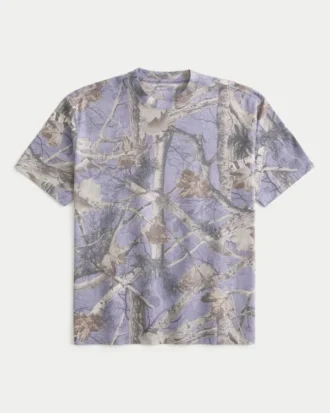 Kastig geschnittenes, schweres Camouflage-T-Shirt