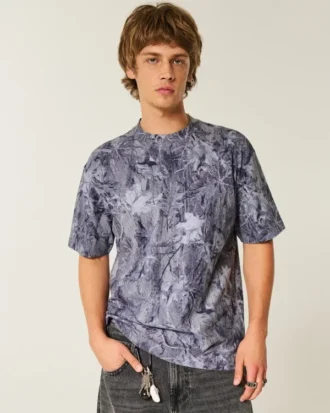 Kastig geschnittenes, schweres Camouflage-T-Shirt