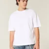 Kastig geschnittenes, schweres Crew-T-Shirt