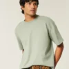 Kastig geschnittenes, schweres Crop-Crew-T-Shirt
