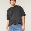 Kastig geschnittenes, schweres Crop-Crew-T-Shirt