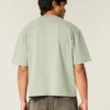 Kastig geschnittenes, schweres Crop-Crew-T-Shirt