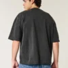 Kastig geschnittenes, schweres Crop-Crew-T-Shirt