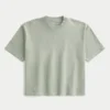 Kastig geschnittenes, schweres Crop-Crew-T-Shirt