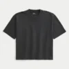 Kastig geschnittenes, schweres Crop-Crew-T-Shirt