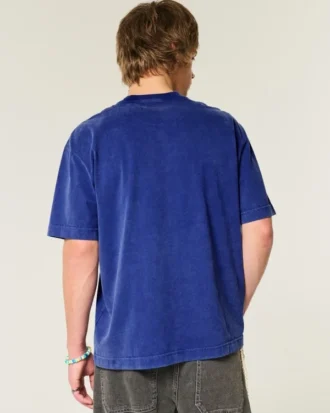 Kastig geschnittenes, schweres, gewaschenes T-Shirt mit Rundhalsausschnitt