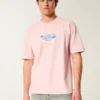 Kastig geschnittenes, schweres Hawaii-T-Shirt mit Grafik