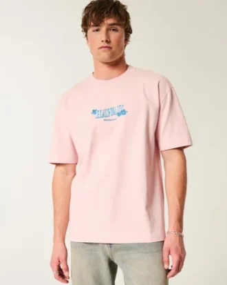 Kastig geschnittenes, schweres Hawaii-T-Shirt mit Grafik