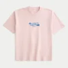 Kastig geschnittenes, schweres Hawaii-T-Shirt mit Grafik
