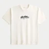 Kastig geschnittenes, schweres Kroatien-Grafik-T-Shirt