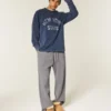 Kastig geschnittenes, schweres Langarm-T-Shirt mit New York State-Grafik