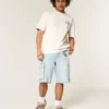 Kastig geschnittenes, schweres Oasis-Grafik-T-Shirt