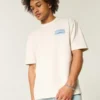 Kastig geschnittenes, schweres Oasis-Grafik-T-Shirt