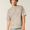 Kastig geschnittenes, schweres T-Shirt mit Leopardenmuster