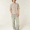 Kastig geschnittenes, schweres T-Shirt mit Leopardenmuster