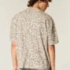 Kastig geschnittenes, schweres T-Shirt mit Leopardenmuster