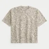 Kastig geschnittenes, schweres T-Shirt mit Leopardenmuster
