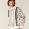 Kastiger gestreifter Pullover mit Rundhalsausschnitt