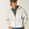 Kastiger Hoodie mit Reißverschluss