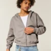 Kastiger Hoodie mit Reißverschluss